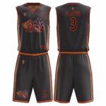 Custom reversible basketball uniforms with team logos, breathable fabric, and two-color design for maximum performance and style.