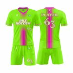 Custom soccer uniform kits with matching jerseys and shorts for youth and adult teams, designed for comfort, performance, and style.